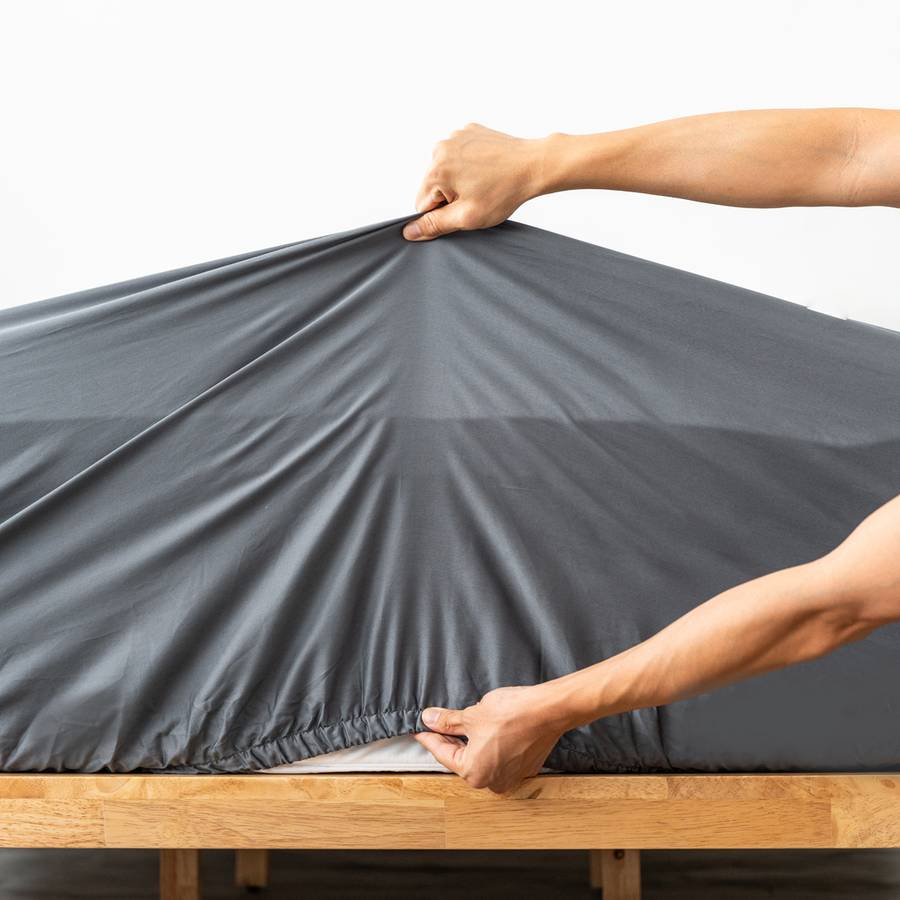Extra-long staple cotton fitted bedsheet set shadow grey