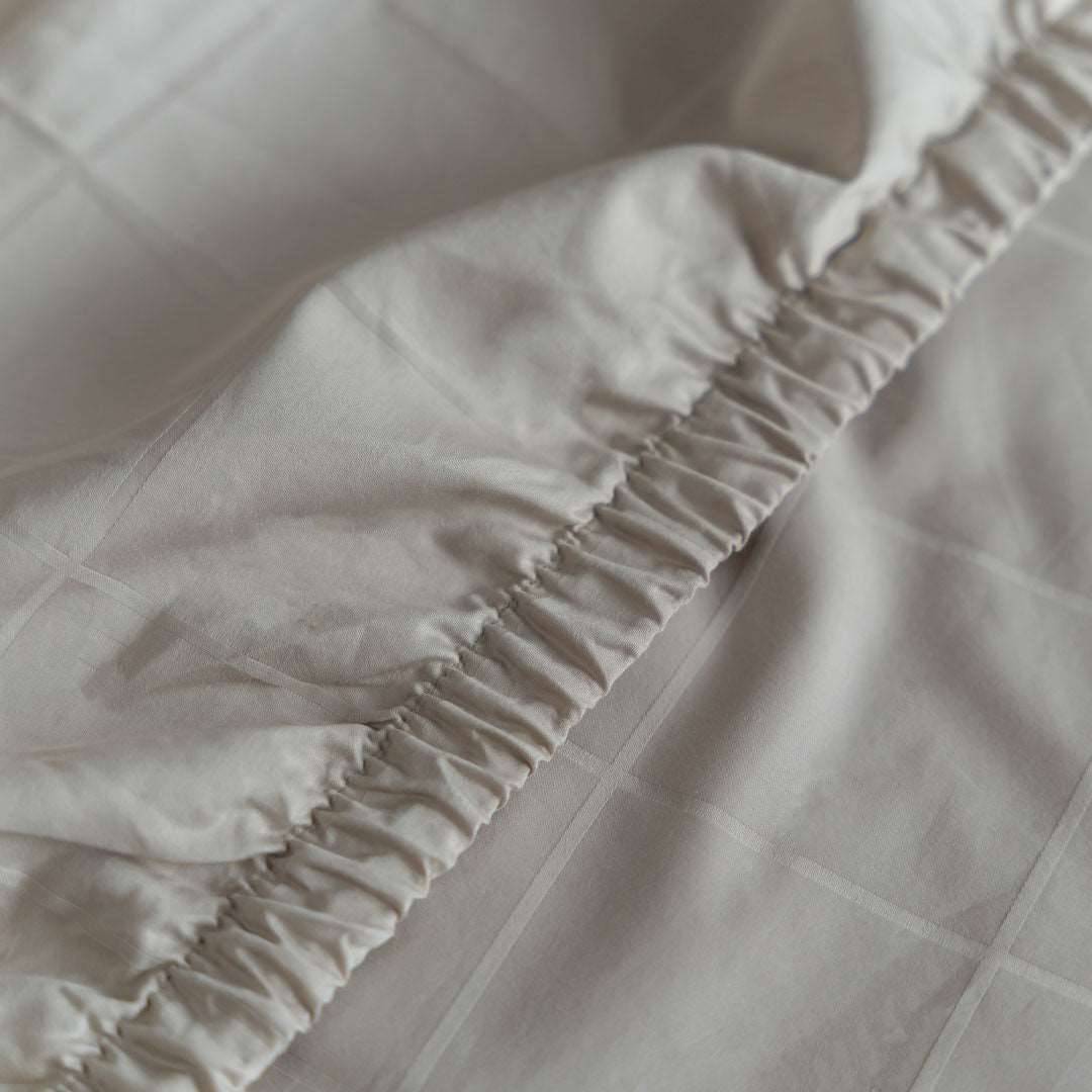 Extra-long staple cotton fitted bedsheet set Jacquard oatmeal