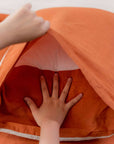 100% French flax linen pillowcase (x2) burnt orange taupe