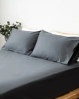Extra-long staple cotton fitted bedsheet set shadow grey