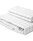 Extra-long staple cotton fitted bedsheet set Chequered white