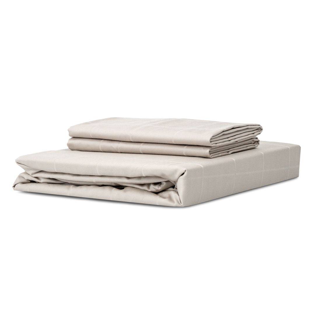 Extra-long staple cotton fitted bedsheet set Jacquard oatmeal