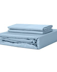 TENCEL™ fitted bedsheet set with pillowcases oatmeal french blue