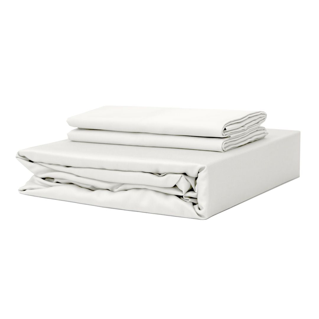 TENCEL™ fitted bedsheet set with pillowcases oatmeal off white