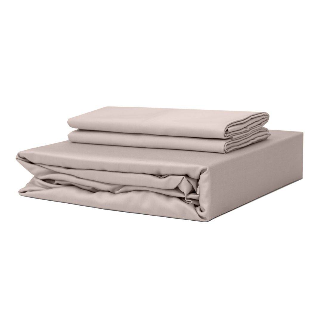 TENCEL™ fitted bedsheet set with pillowcases oatmeal Oyster