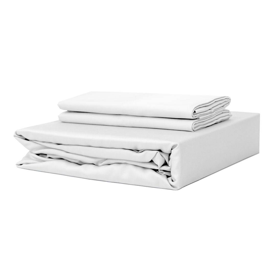 TENCEL™ fitted bedsheet set with pillowcases snow white