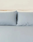TENCEL™ fitted bedsheet set with pillowcases oatmeal french blue