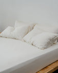 TENCEL™ fitted bedsheet set with pillowcases oatmeal off white