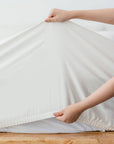 TENCEL™ fitted bedsheet set with pillowcases oatmeal off white