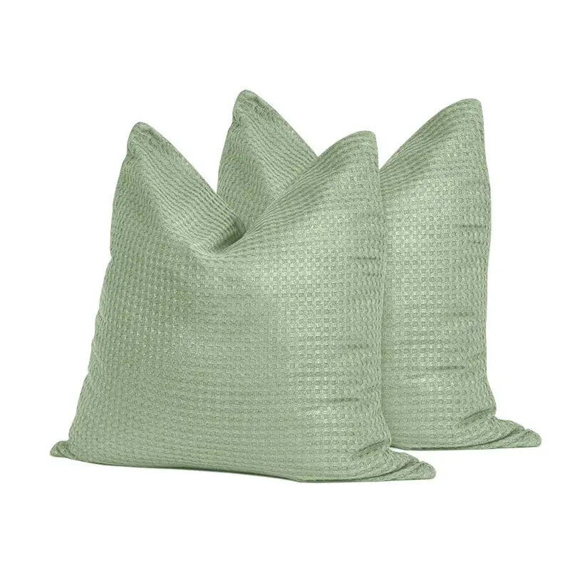 Bamboo waffle throw cushions/pillows (insert + cover) sage