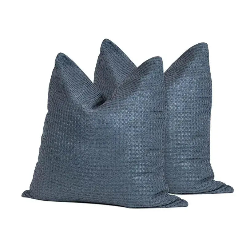 Bamboo waffle throw cushions/pillows (insert + cover) slate grey