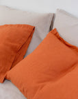 100% French flax linen pillowcase (x2) burnt orange taupe