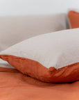 100% French flax linen pillowcase (x2) burnt orange taupe