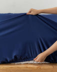 TENCEL™ fitted bedsheet set with pillowcases cerulean blue