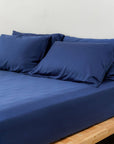 TENCEL™ fitted bedsheet set with pillowcases cerulean blue