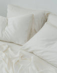TENCEL™ fitted bedsheet set with pillowcases oatmeal off white