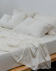 TENCEL™ fitted bedsheet set with pillowcases oatmeal off white