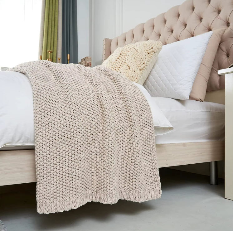 (New Arrival) 100% Cotton Knitted Blanket