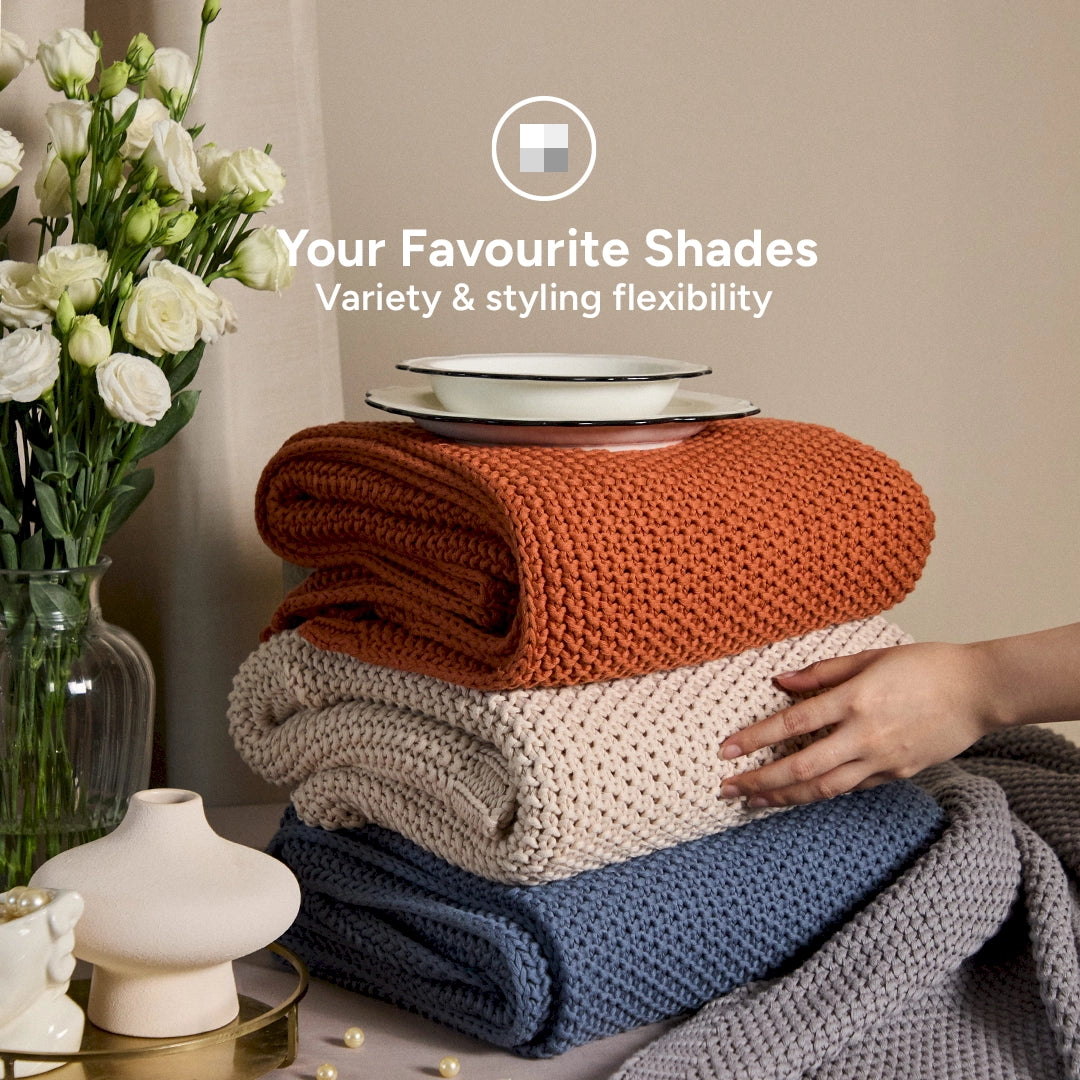 [Christmas New Launch] 100% Cotton Knitted Blanket