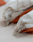 100% French flax linen duvet cover- burnt orange/taupe