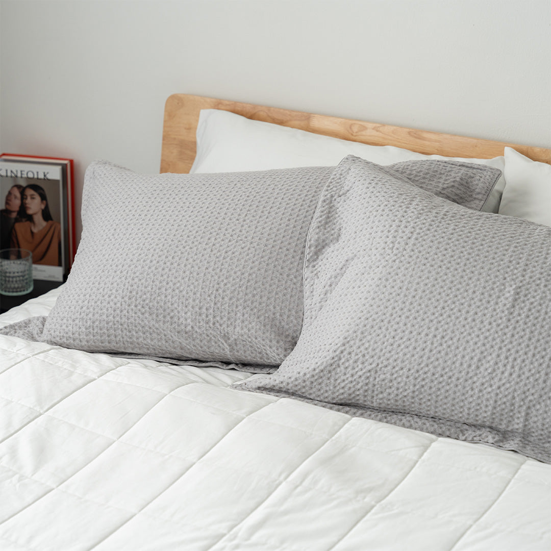 KAPAS LIVING cotton waffle pillowcase (x2)