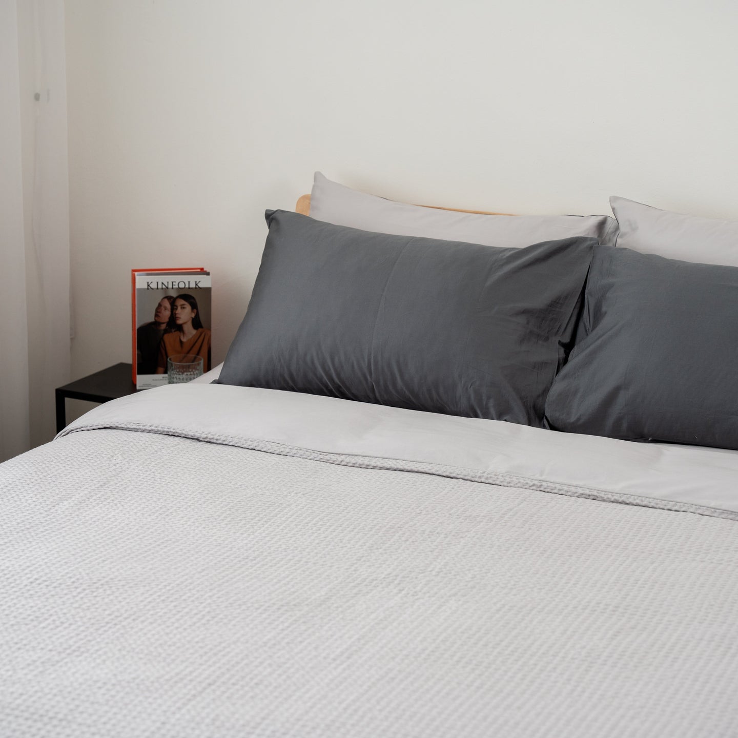 Kapas Cotton waffle duvet cover in Whisper Grey
