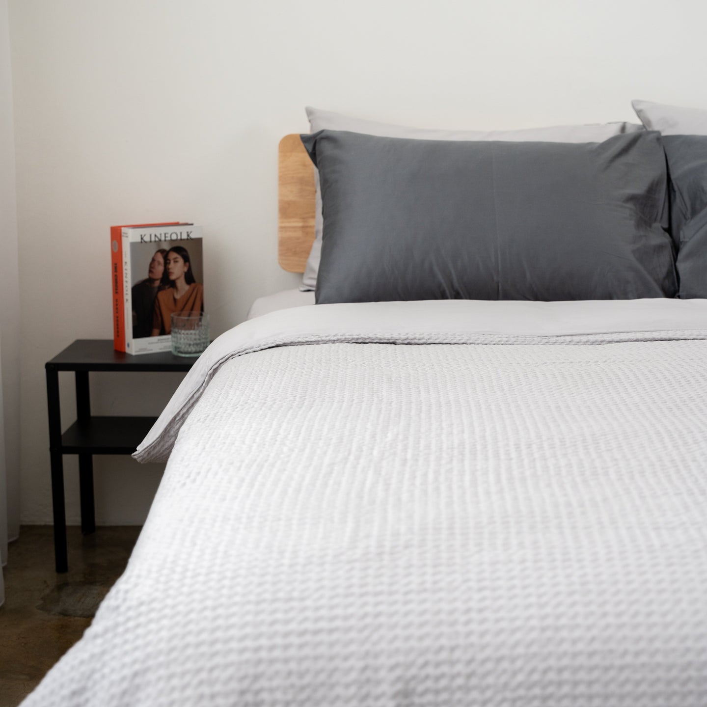 Kapas Cotton waffle duvet cover in Whisper Grey