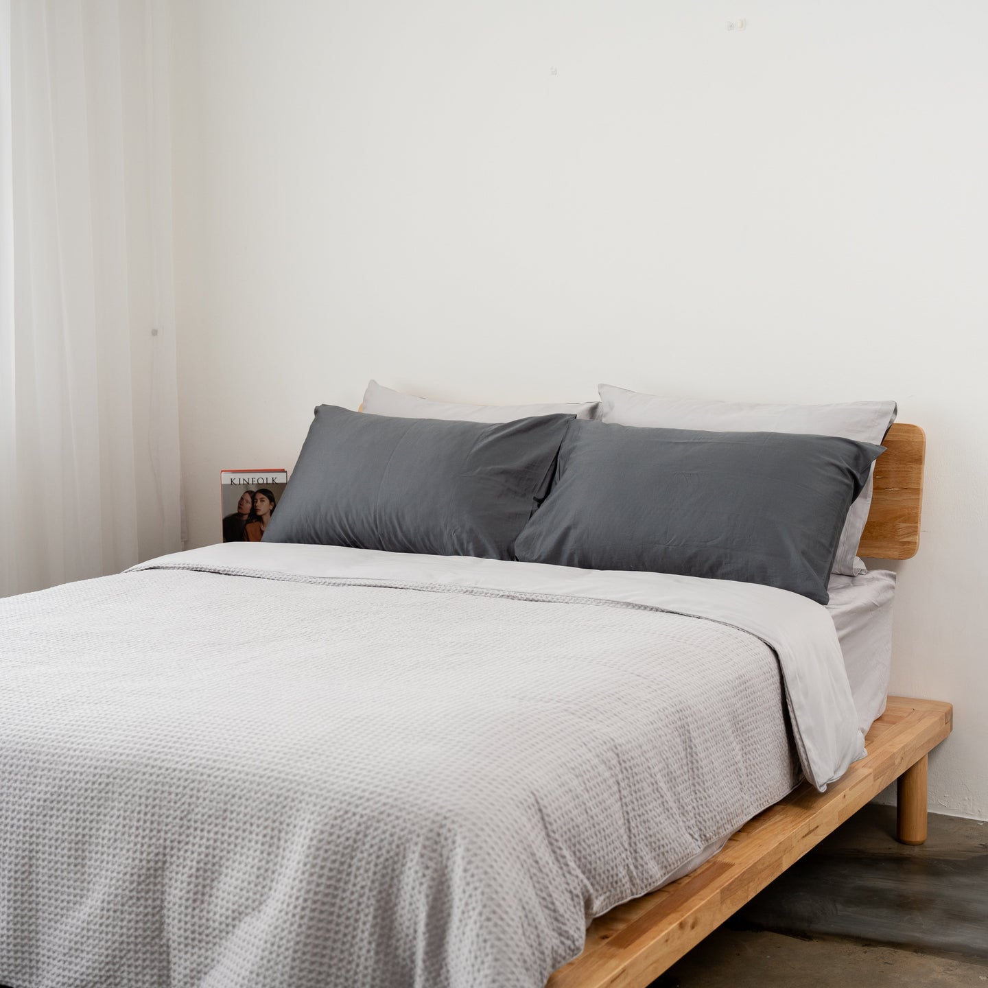 Kapas Cotton waffle duvet cover in Whisper Grey