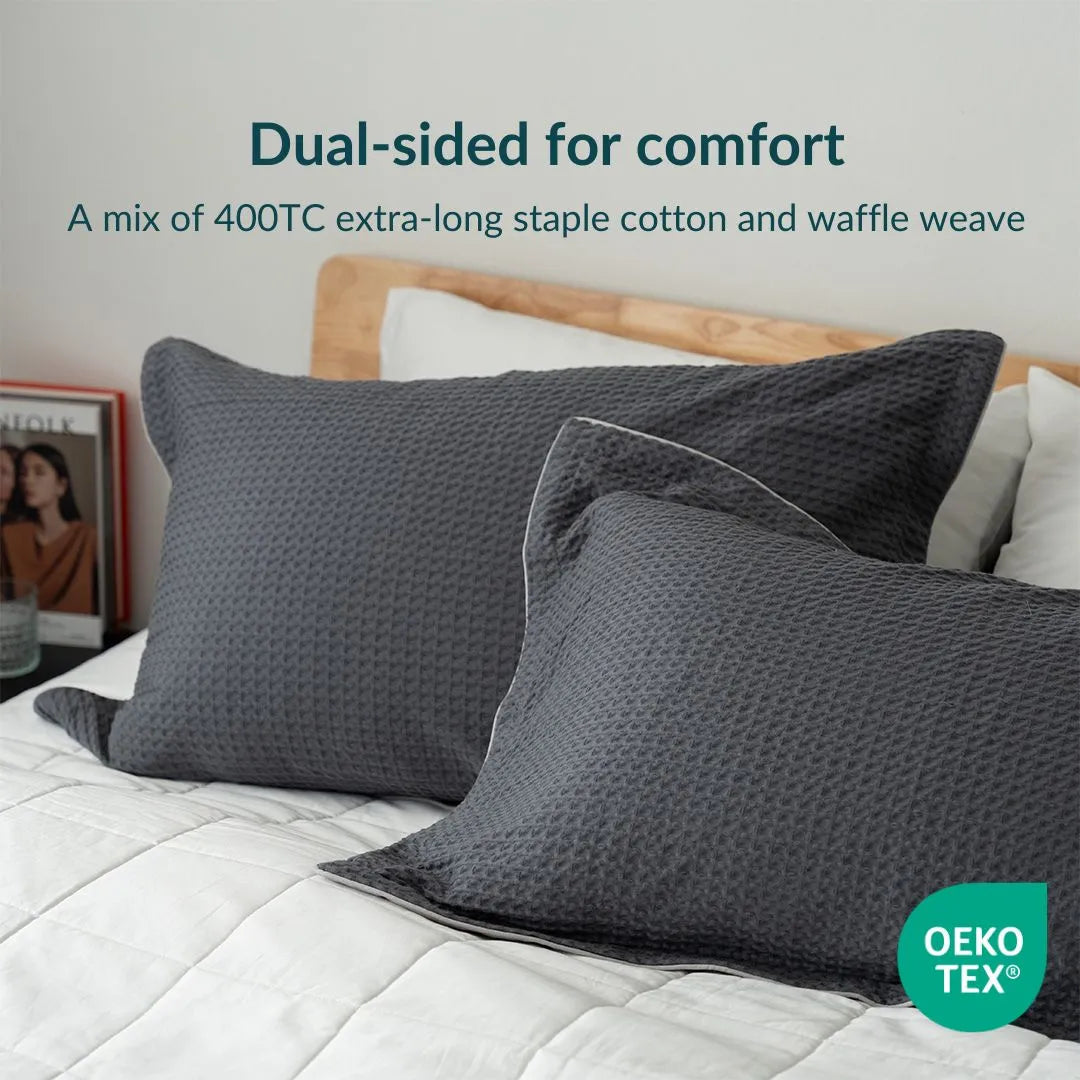 KAPAS LIVING cotton waffle pillowcase (x2)