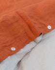 100% French flax linen duvet cover- burnt orange/taupe