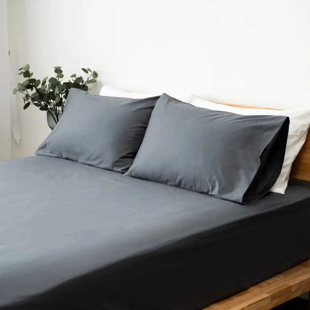 Extra-long staple cotton fitted bedsheet set shadow grey