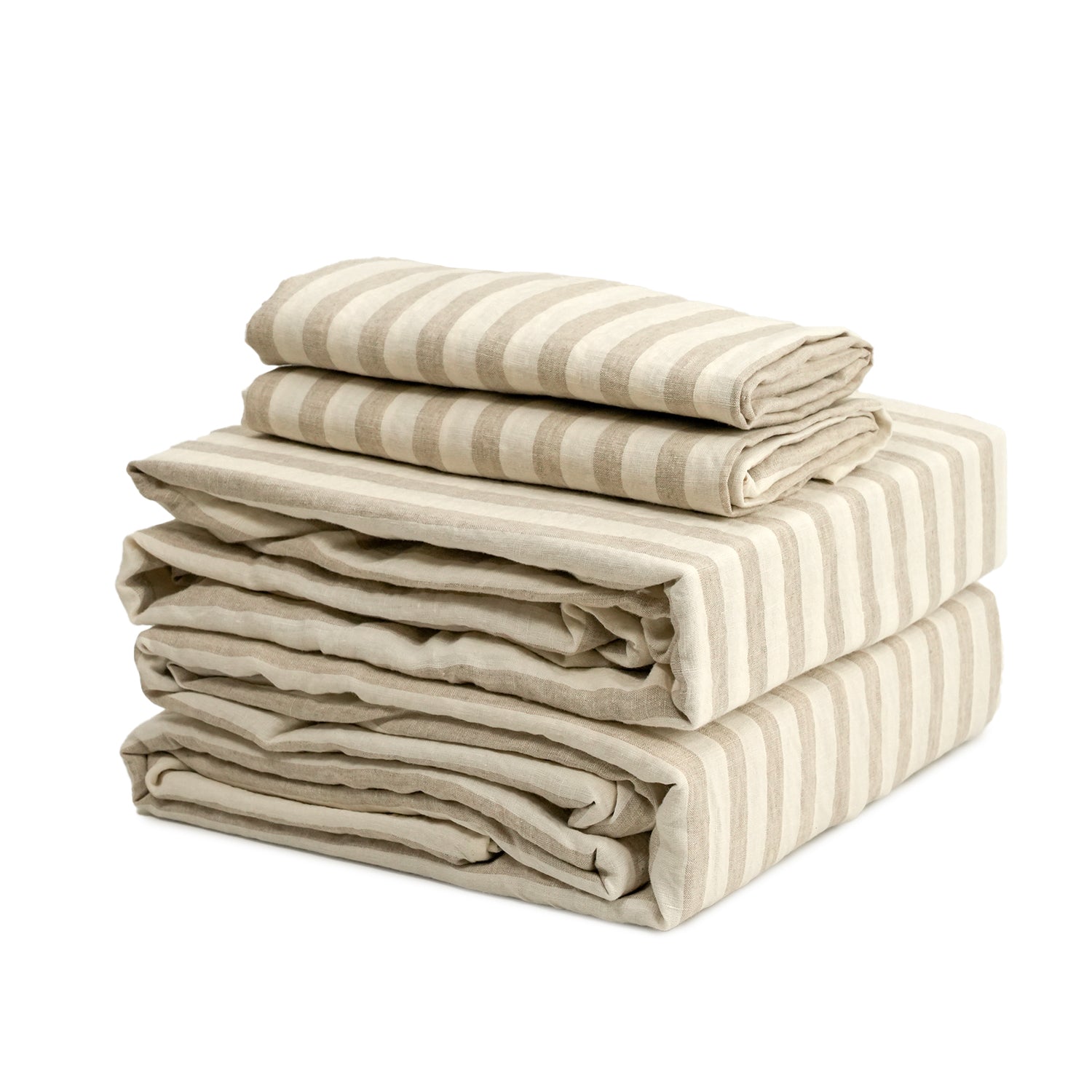 Studio Product Photo for Kapas 100% French flax linen duvet cover set in Oatmeal