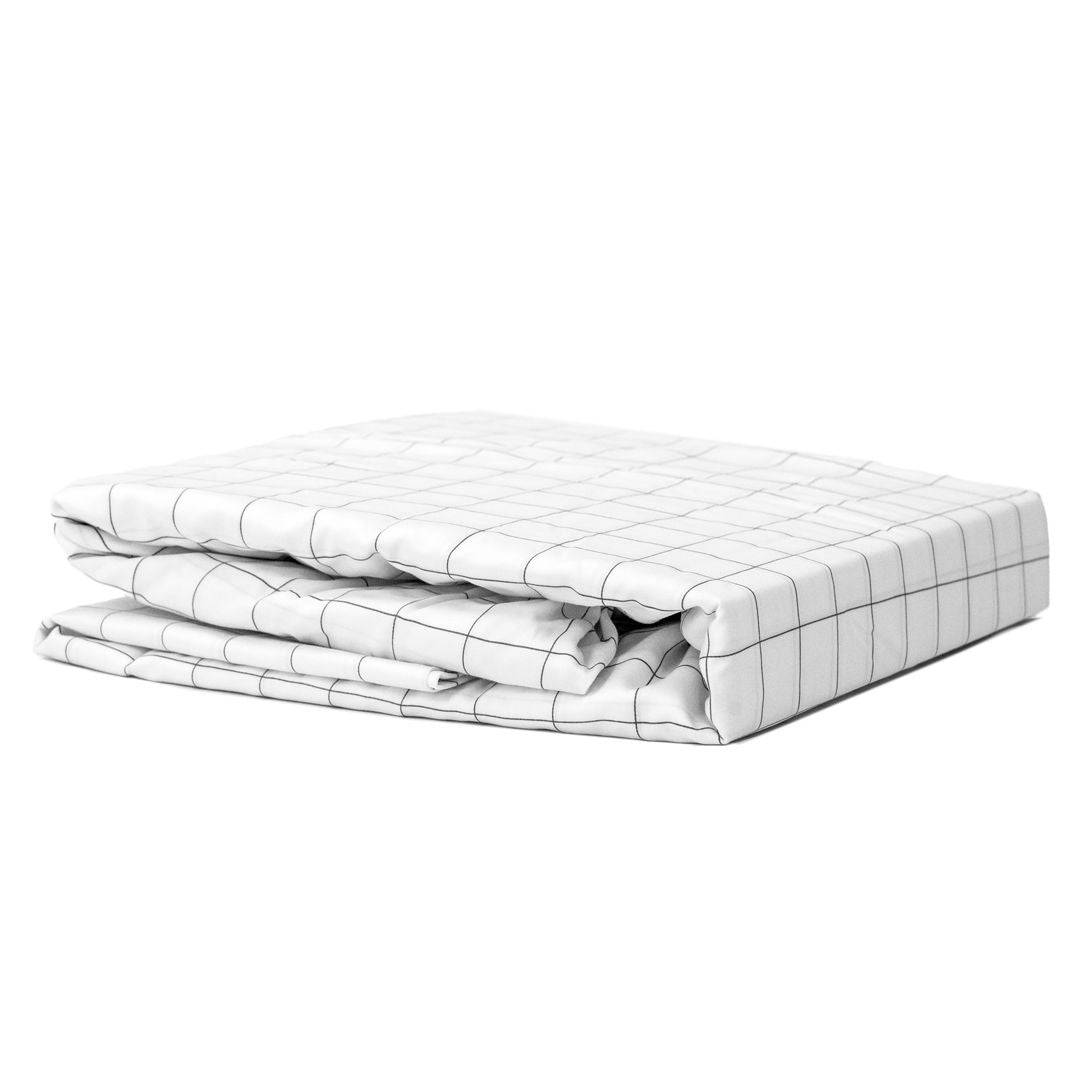 Extra-long staple cotton duvet cover- Chequered white