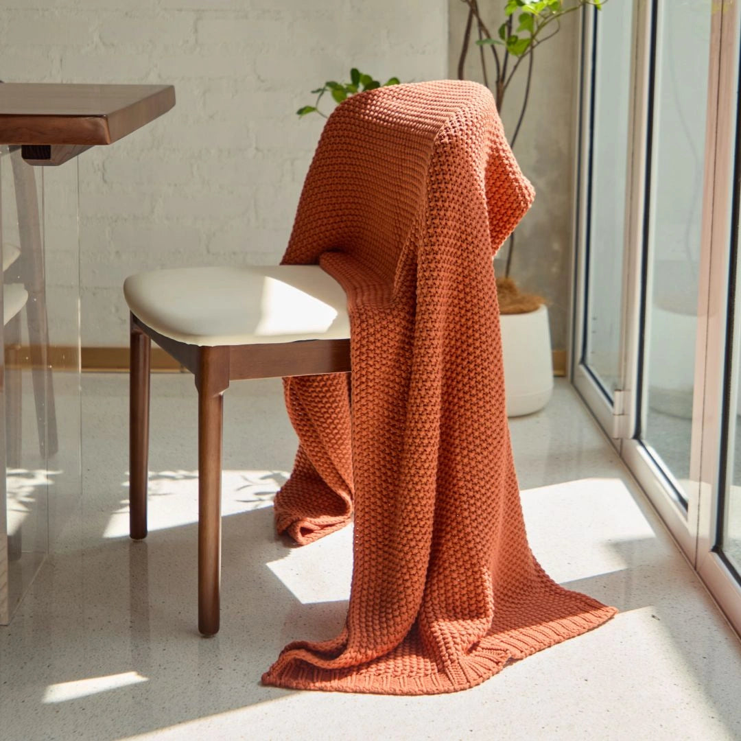 Knitted Blanket Burnt Orange