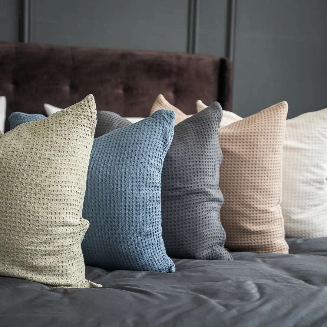 Bamboo waffle throw cushions/pillows (insert + cover) Bamboo waffle throw cushions- Kapas Living Singapore