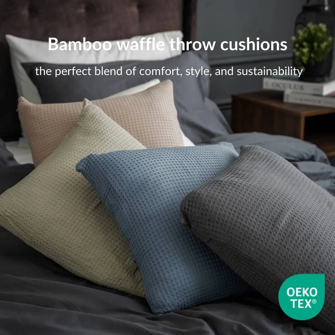 Bamboo waffle throw cushions/pillows (insert + cover) Bamboo waffle throw cushions- Kapas Living Singapore