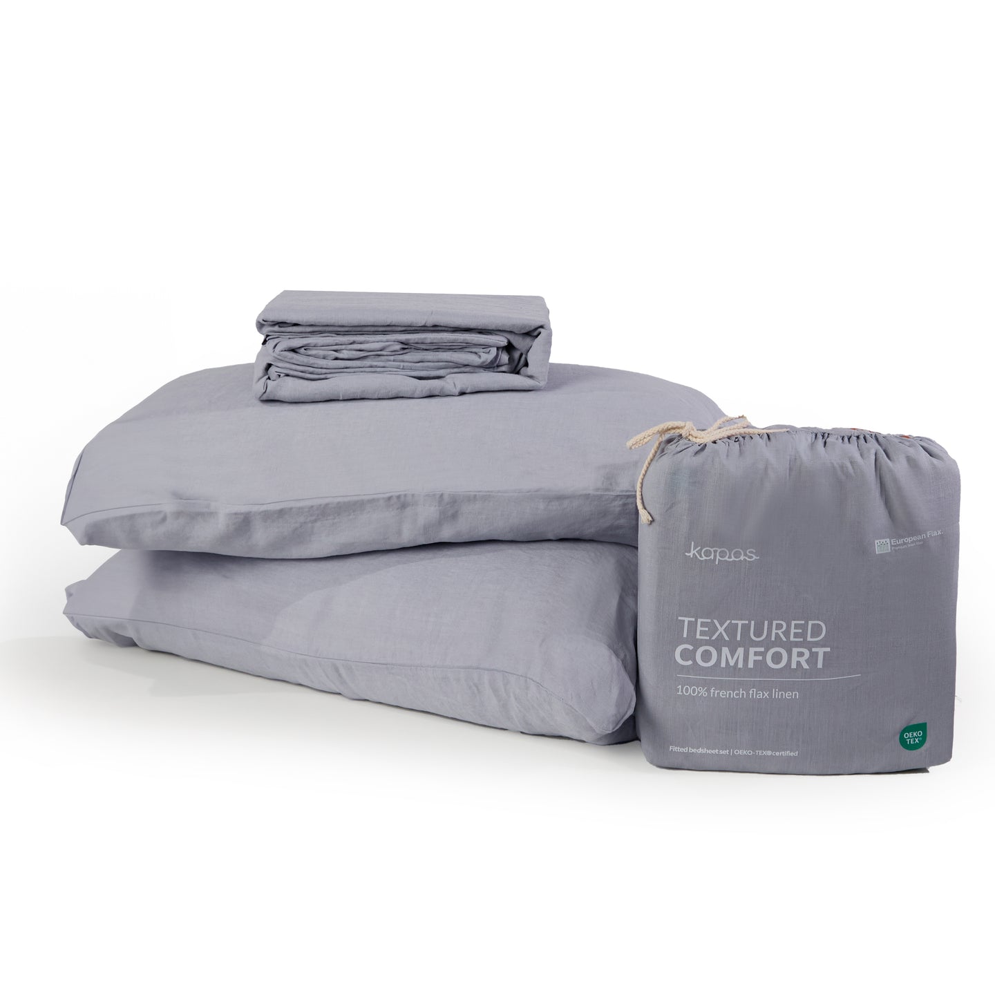 Kapas 100% French flax linen fitted bedsheet set