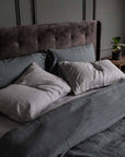 dark grey french linen pillowcases and bedsheets set