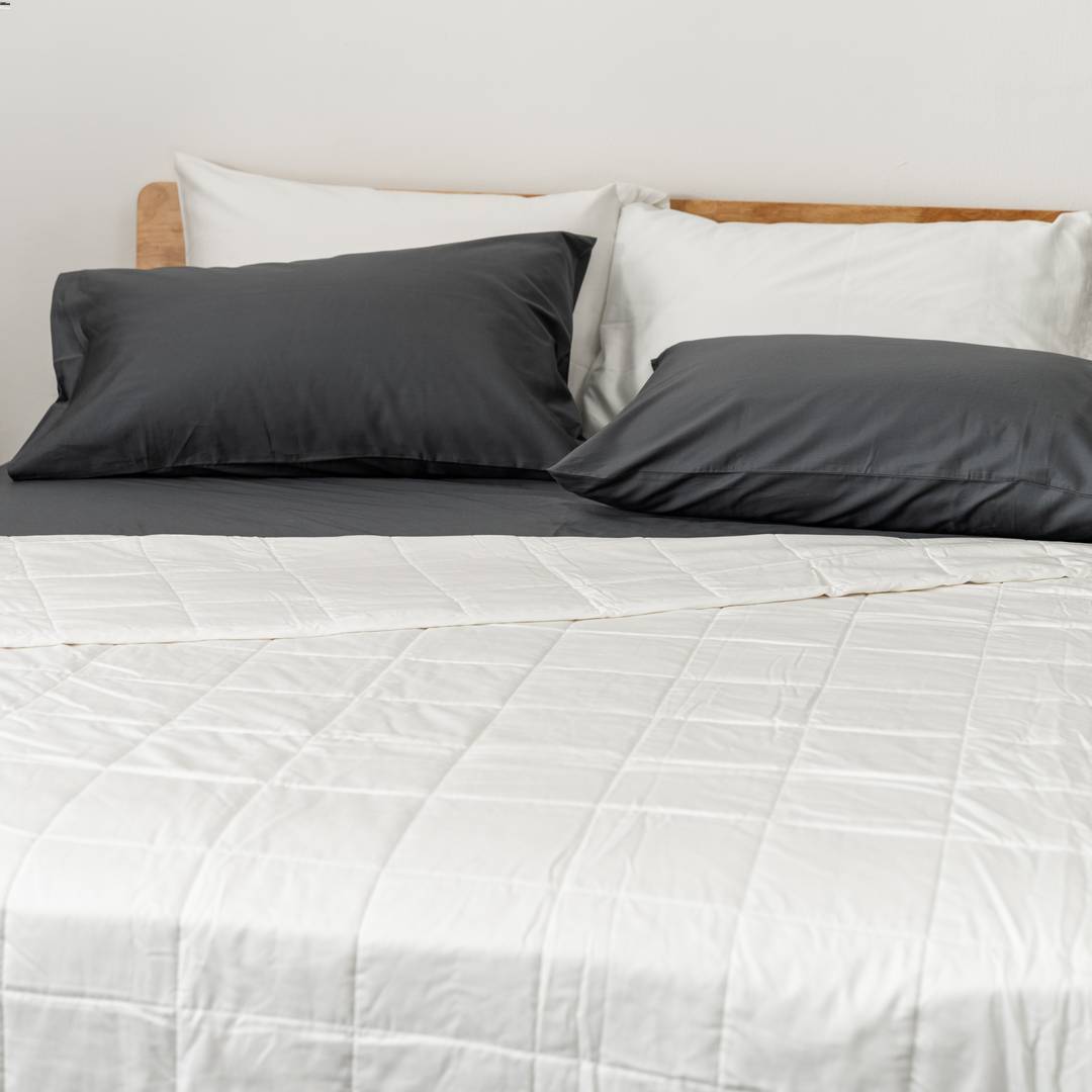 KapasLUXE® quilted comforter set- Snow white