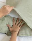 100% French flax linen fitted bedsheet set sage green
