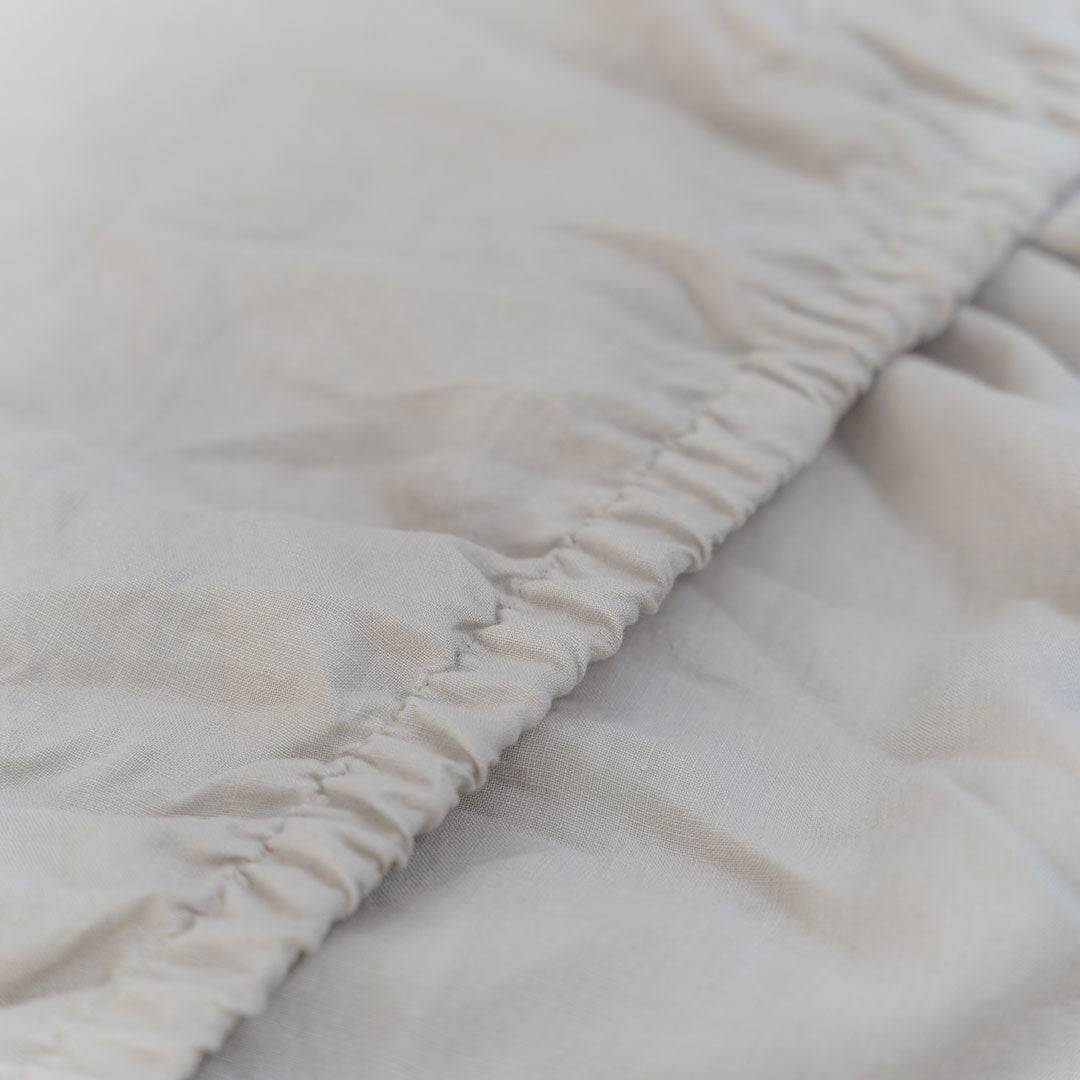 100% French flax linen fitted bedsheet set taupe