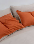 100% French flax linen pillowcase (x2) burnt orange taupe